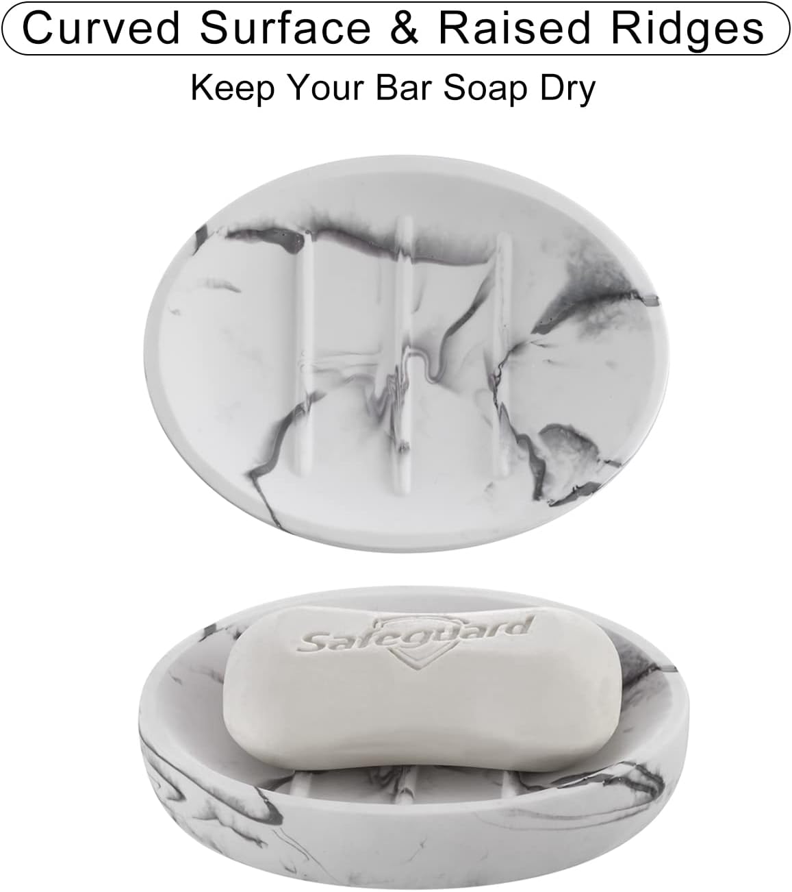INIUNIK Marble Look Soap Dish - Bar Soap Holder for Shower Kitchen Sink