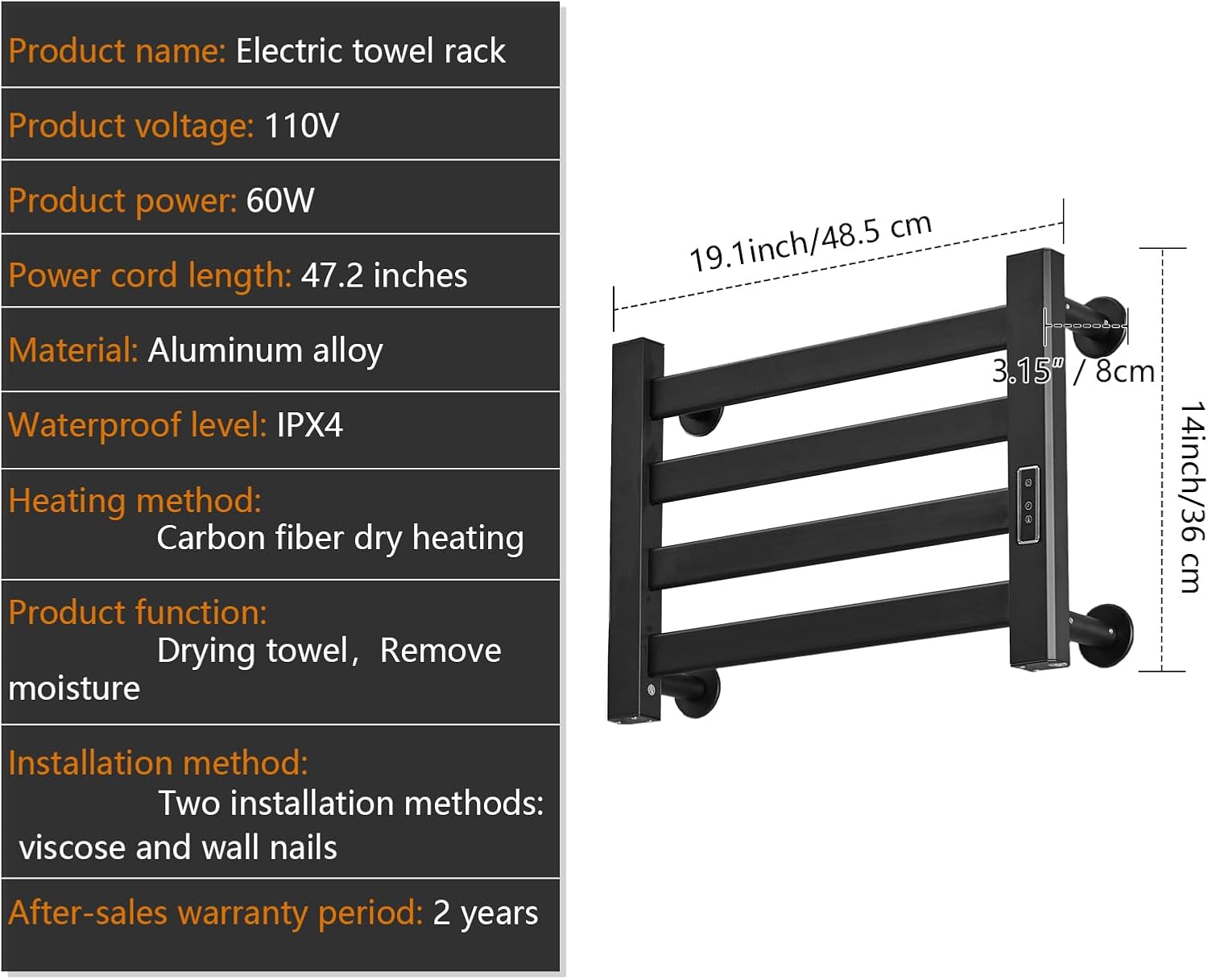 Verida Towel Warmer Rack with Timer and Temperature Control