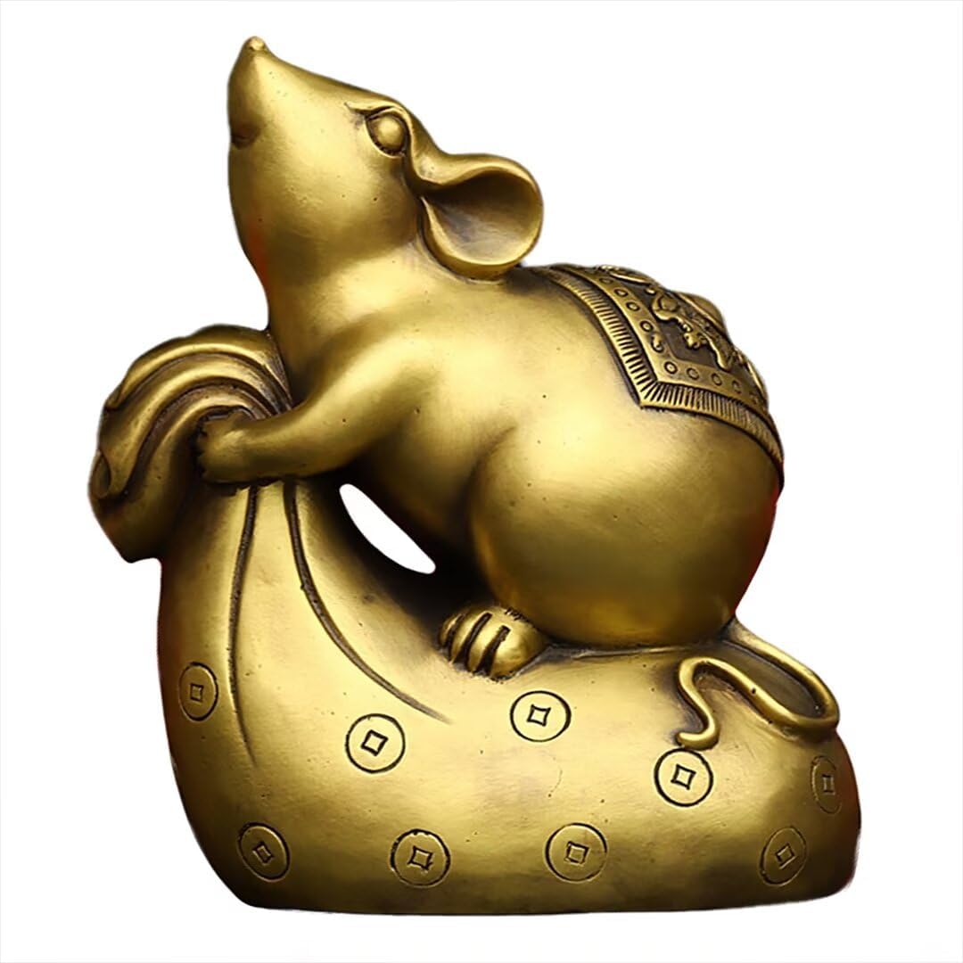 Brass Zodiac Rat Feng Shui Statue Home Decor