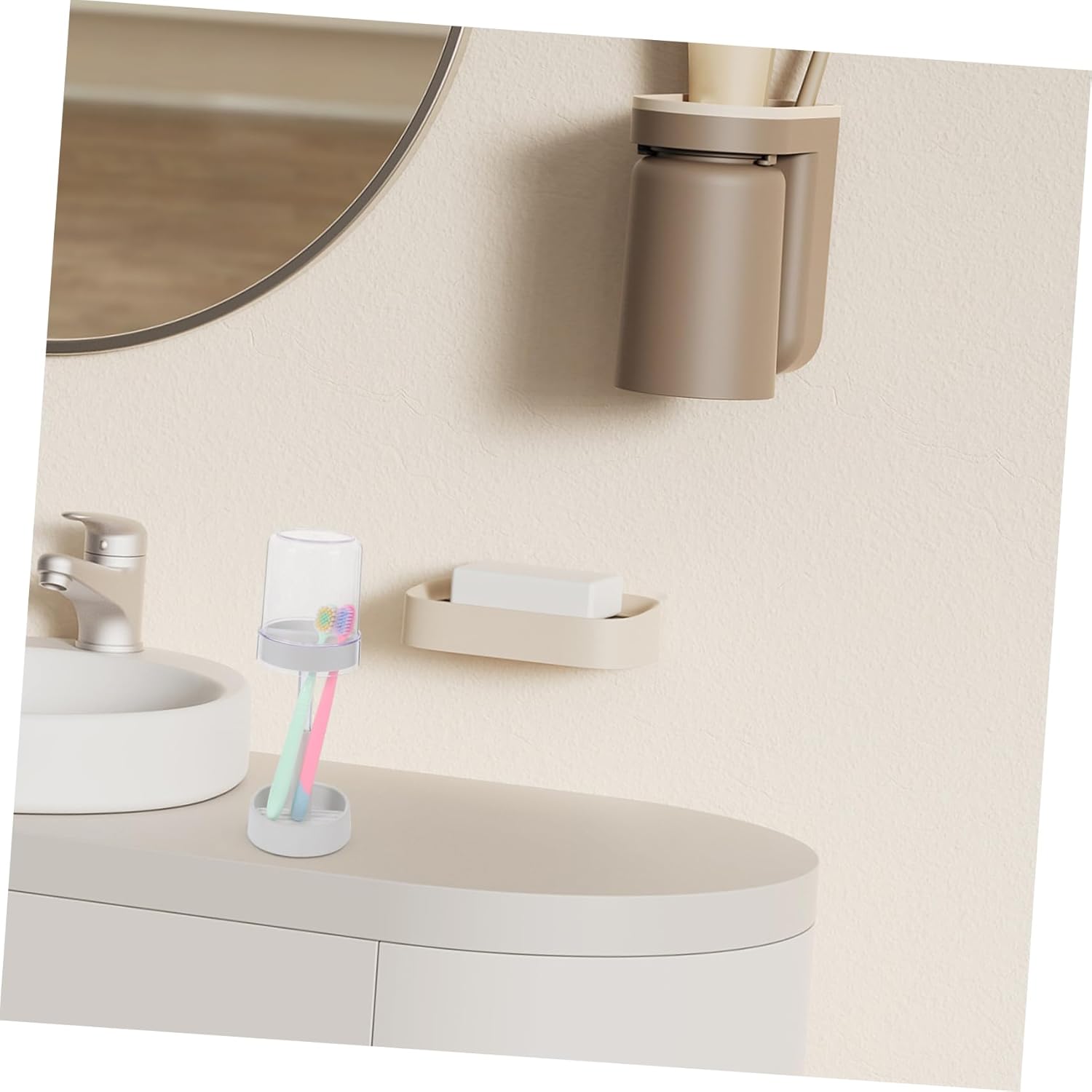 IMIKEYA Toothbrush Holder with Cover and Cup Slot
