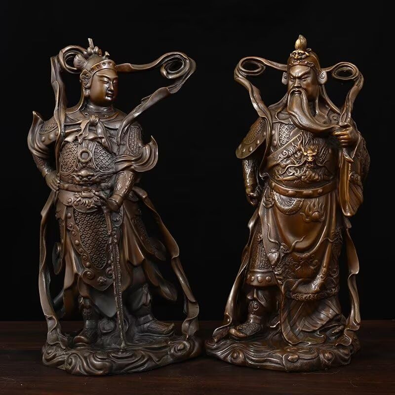 Guan Yu Brass Statue with Dragon Pattern 79 x 75 x 161 Inch