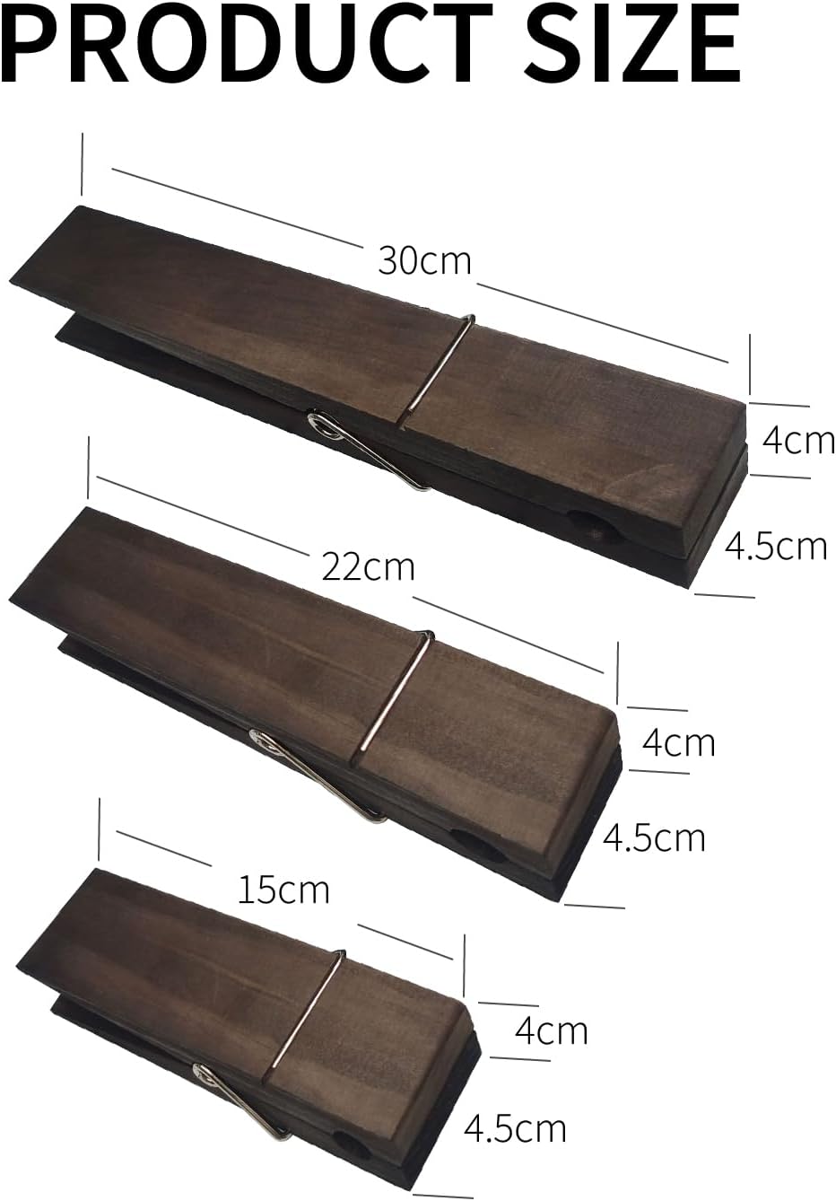 Wooden Towel Hooks for Bathroom Dark Coffee Large Size
