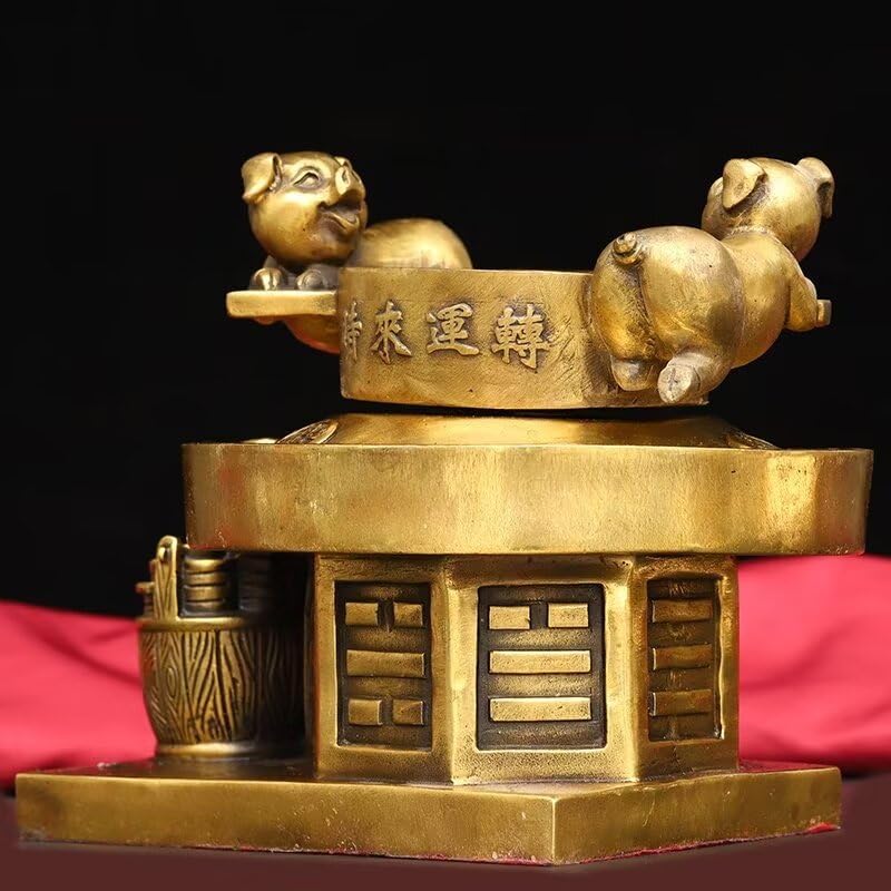 Julrybox Brass Pig Sculpture Zodiac Decor Statue