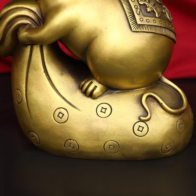 Brass Zodiac Rat Feng Shui Statue Home Decor