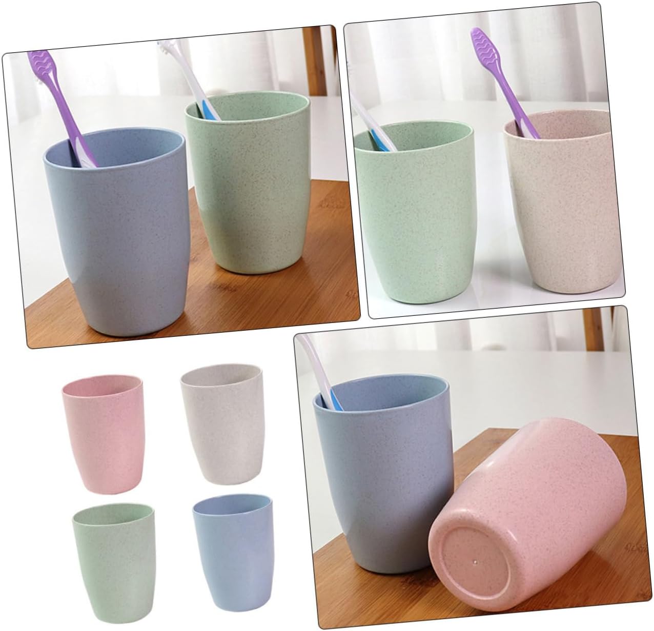 BRIGHTFUFU Wheat Straw Toothbrush Cup Holder for Bath