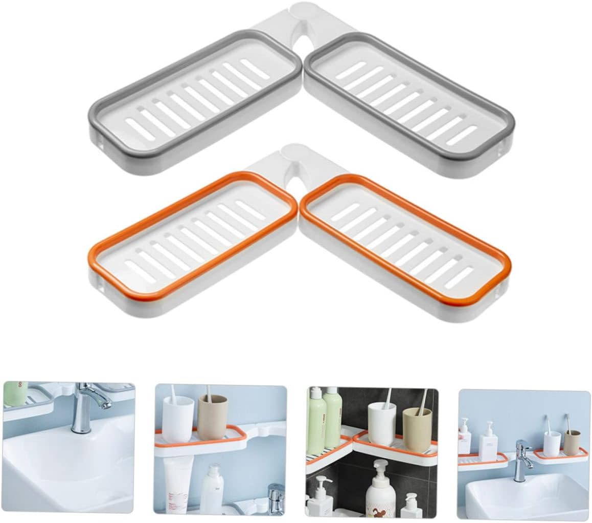 2pcs Wall Mounted Toiletry Holder Rotatable Storage Rack Grey