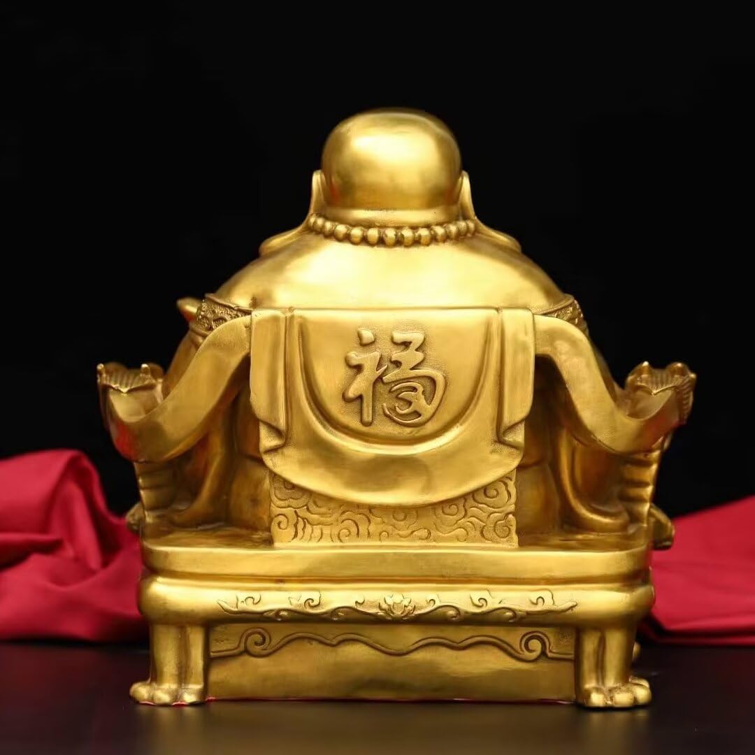 Julrybox Brass Maitreya Buddha Statue 24x28x28IN