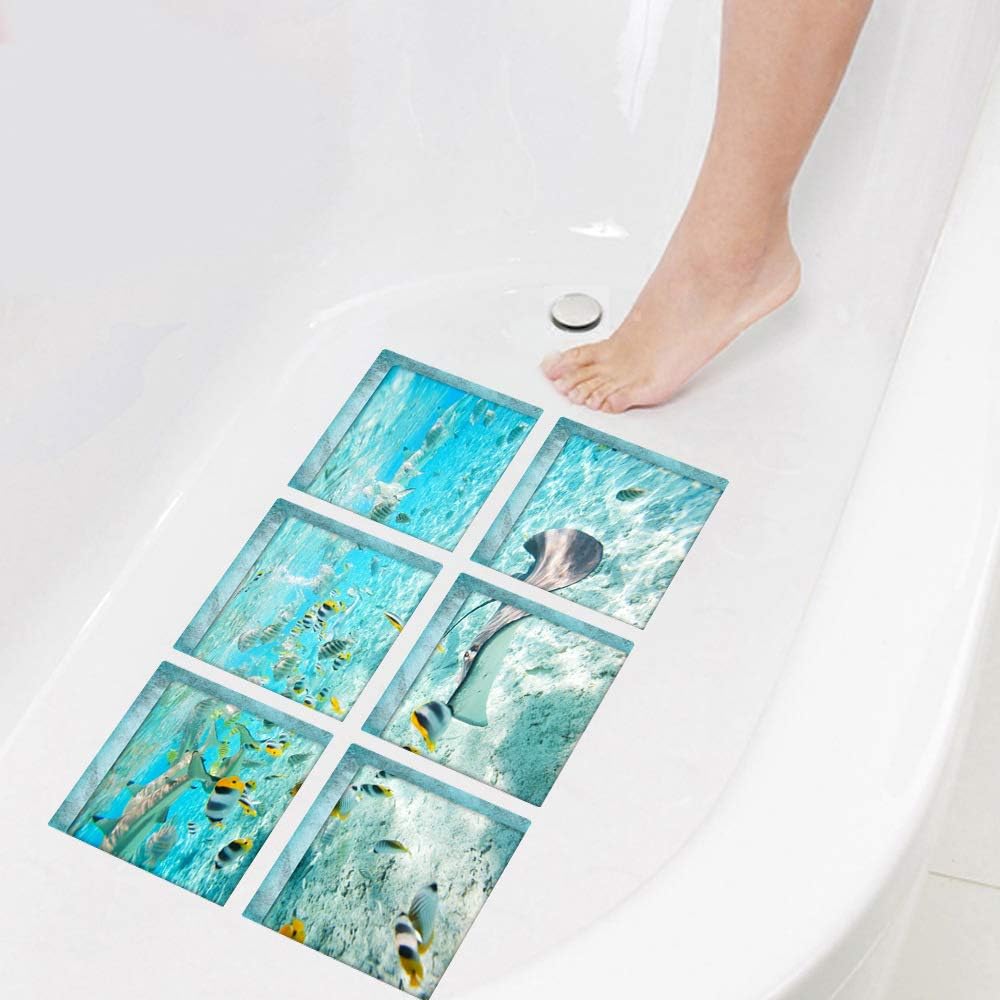 Vipolish 6Pcs 3D Bathtub Stickers Non Slip Safety Decals 1