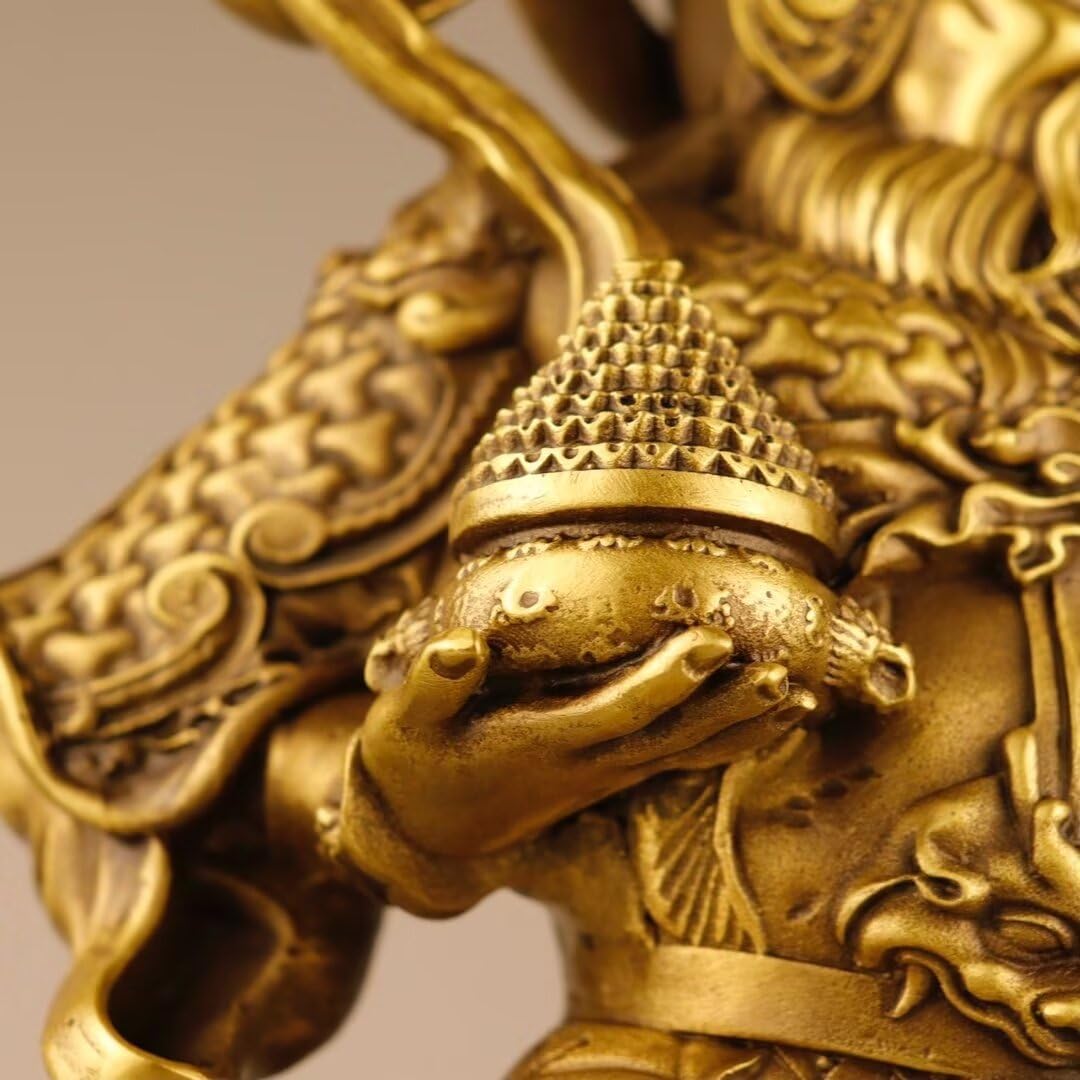 Julrybox God of Wealth Brass Statue Decor