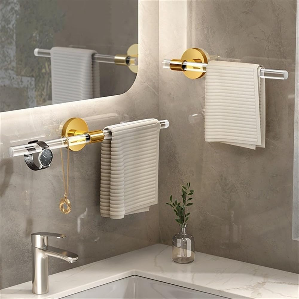 Modern Luxury Towel Rack with Single Round Base No Drilling 50cm Gold