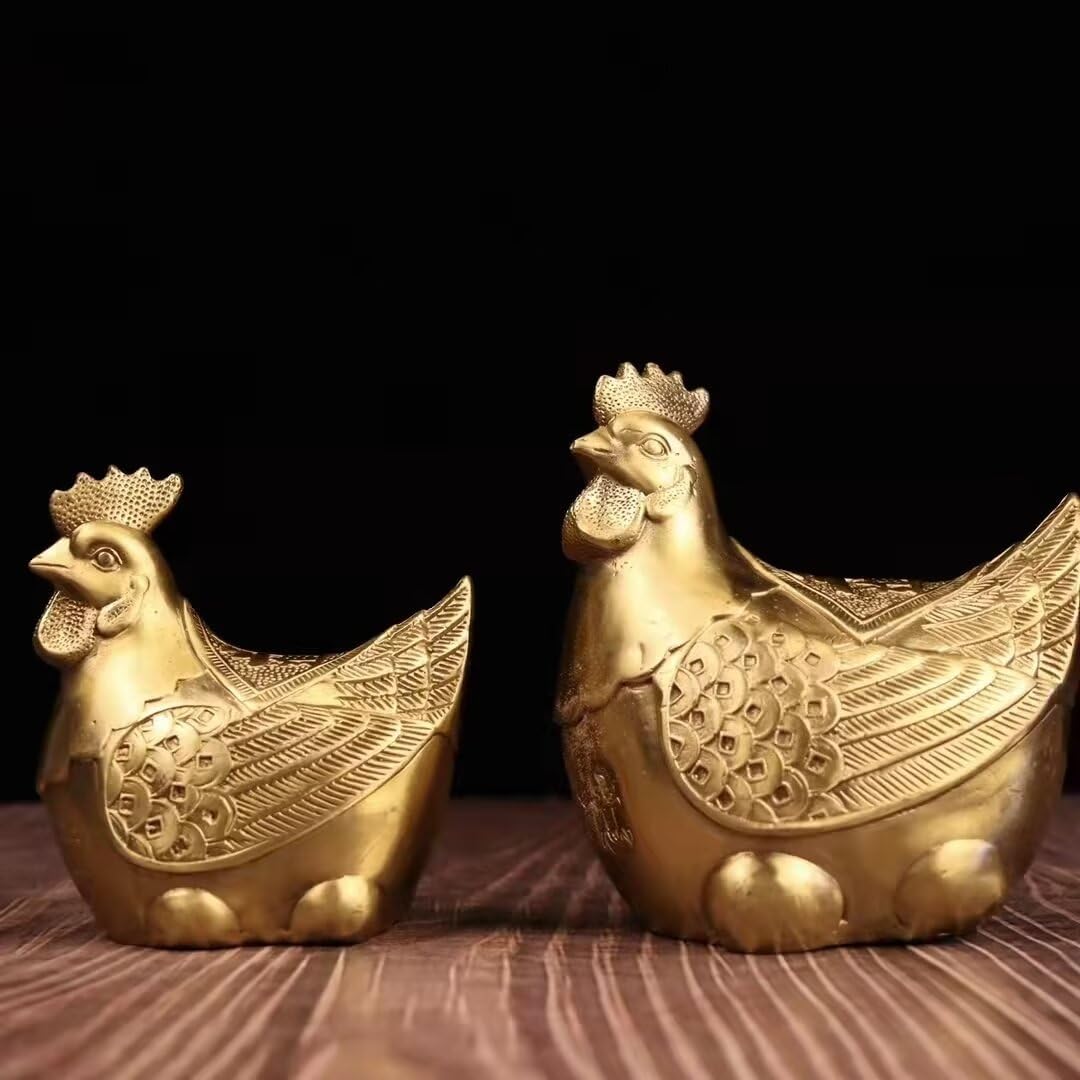 Copper Chicken Statue Zodiac Rooster Home Decor