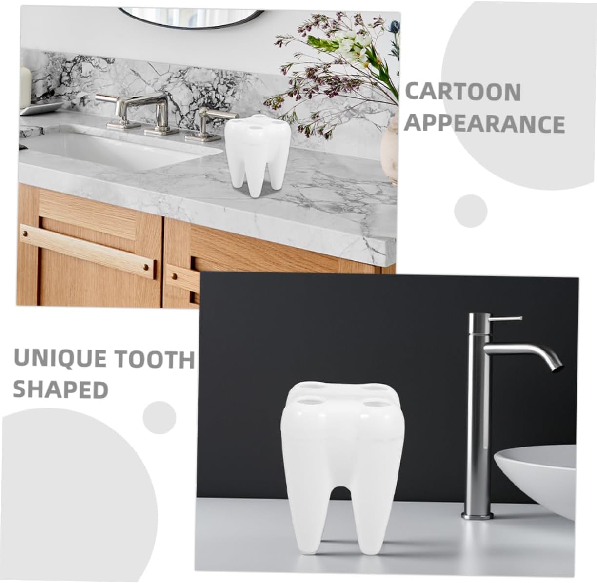 Tooth-Shaped Brush Holder for Kids Ventilated Sturdy