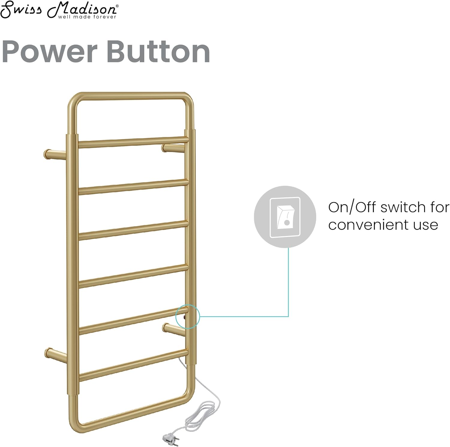 Swiss Madison Ivy 8-Bar Electric Towel Warmer Brushed Gold