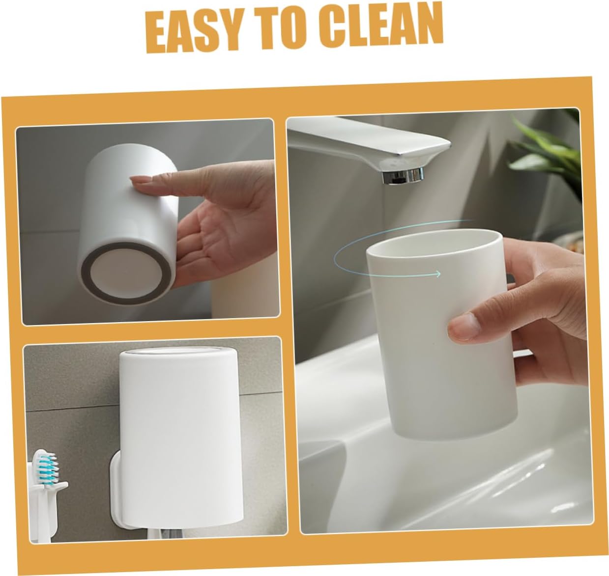 2pcs Reusable Plastic Toothbrush Cups for Bathroom