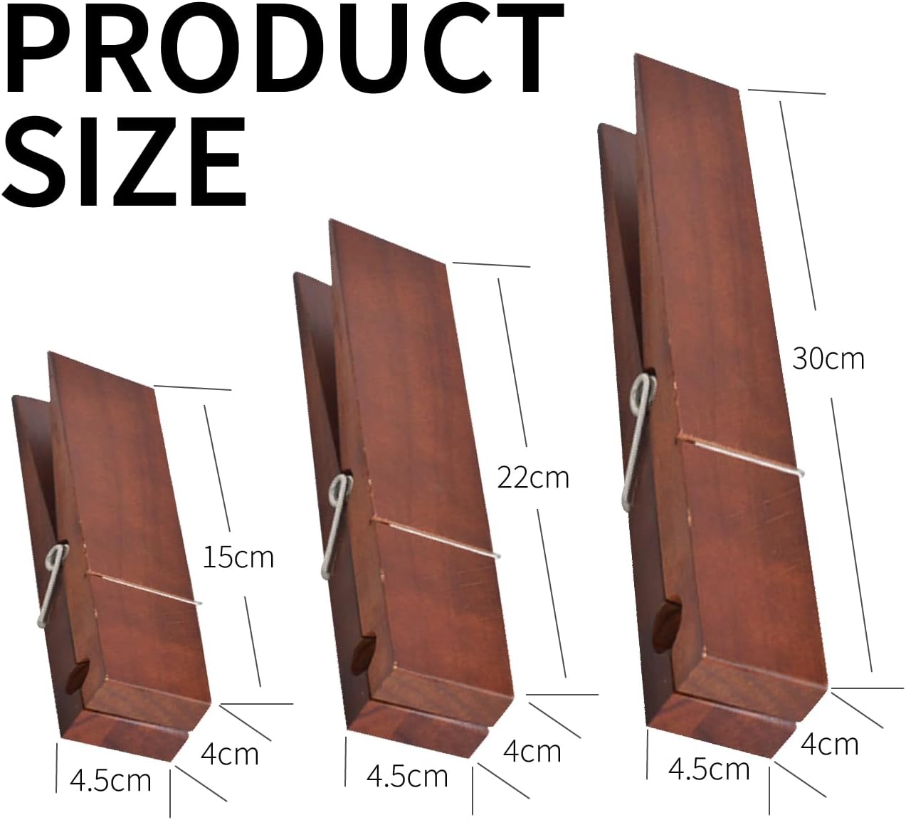 Wood Towel Hooks for Bathroom Dark Brown L Size