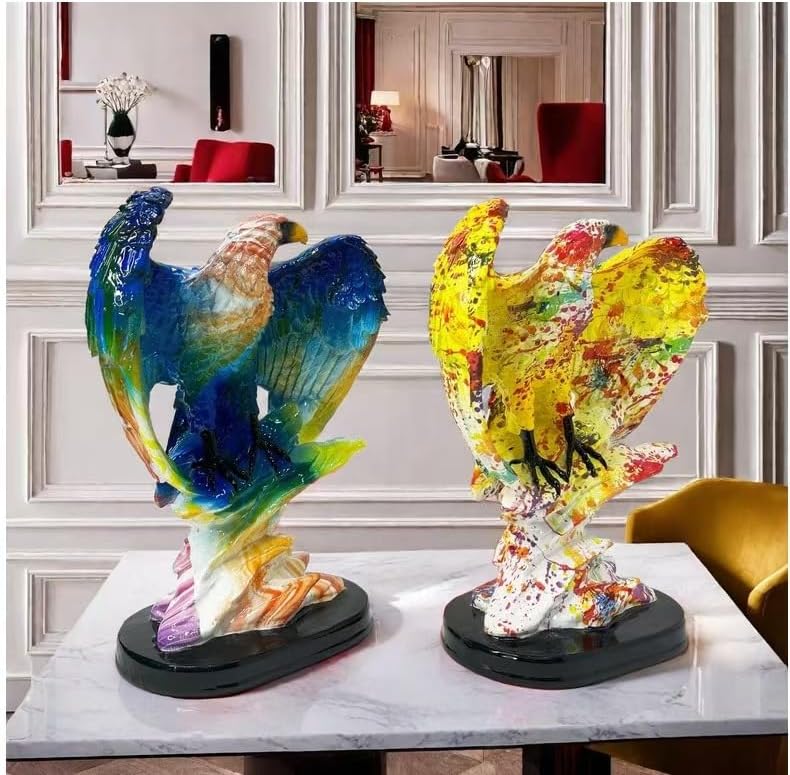 Purple Blue Resin Eagle Statue with Black Base