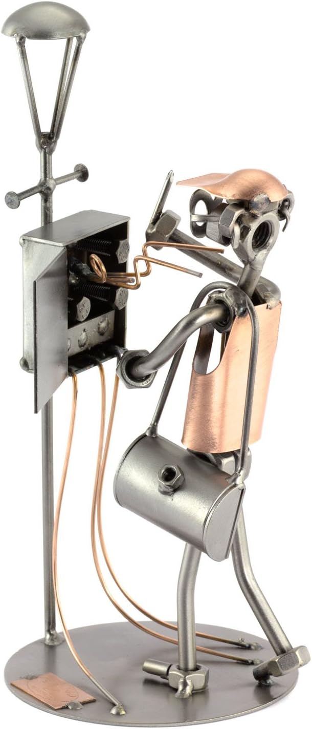 Electrician Sculpture Nuts and Bolts Metal Figurine Handmade in Germany