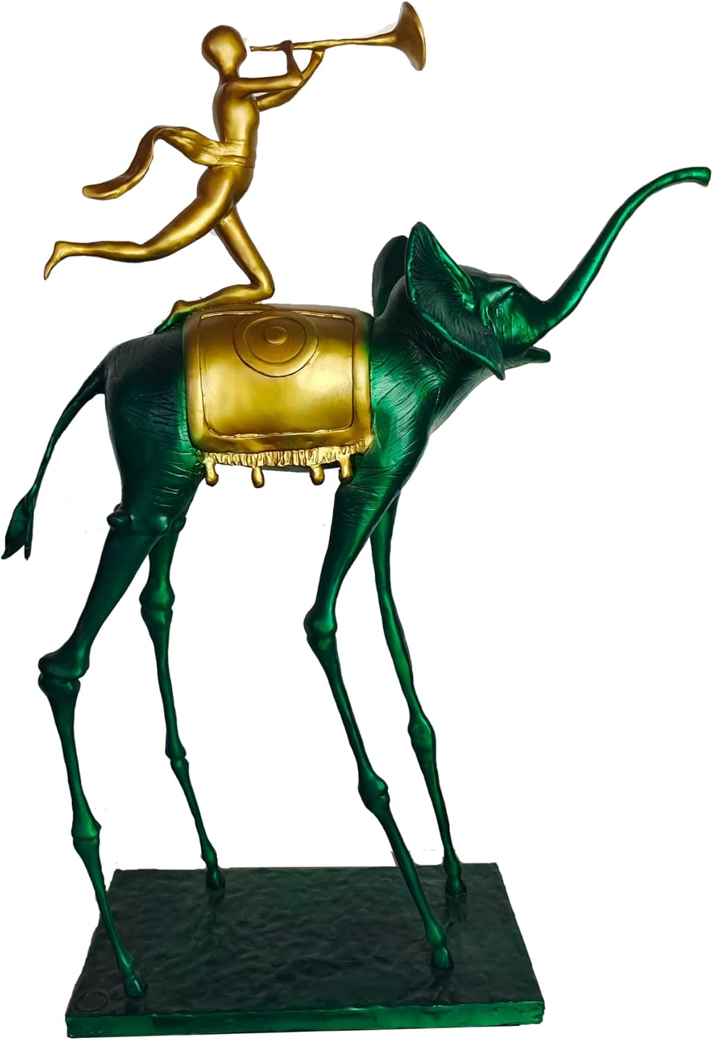 Green Bronze Elephant Sculpture - 256 Tall Art Decor