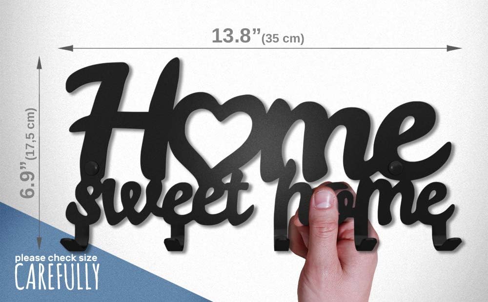 SirHoldeer Home Sweet Home Towel Rack Matte Black Wall Mounted Hook Set