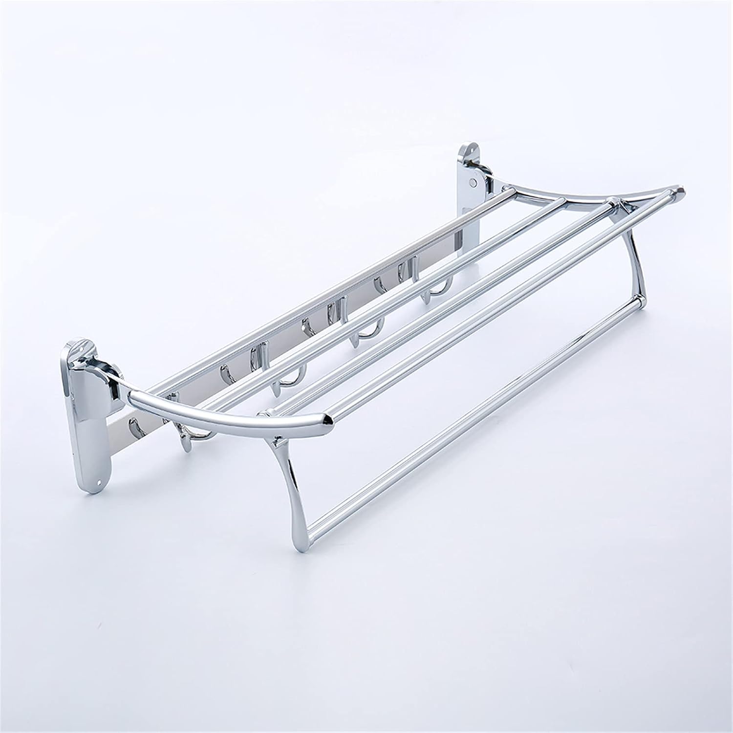 Bathroom Towel Rack 19 Inches Foldable Wall Mounted Double Holder