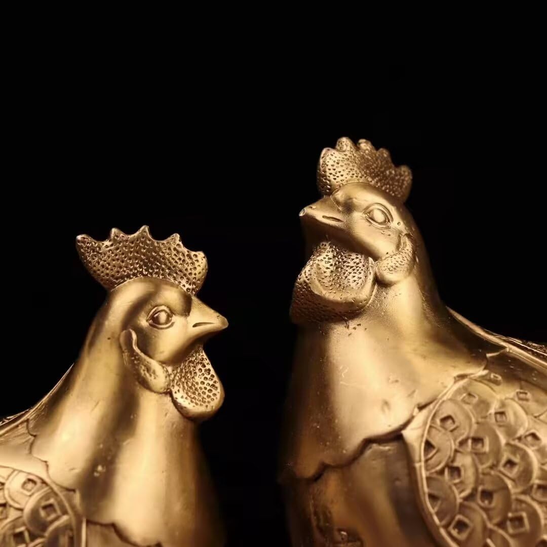 Copper Chicken Statue Zodiac Rooster Home Decor