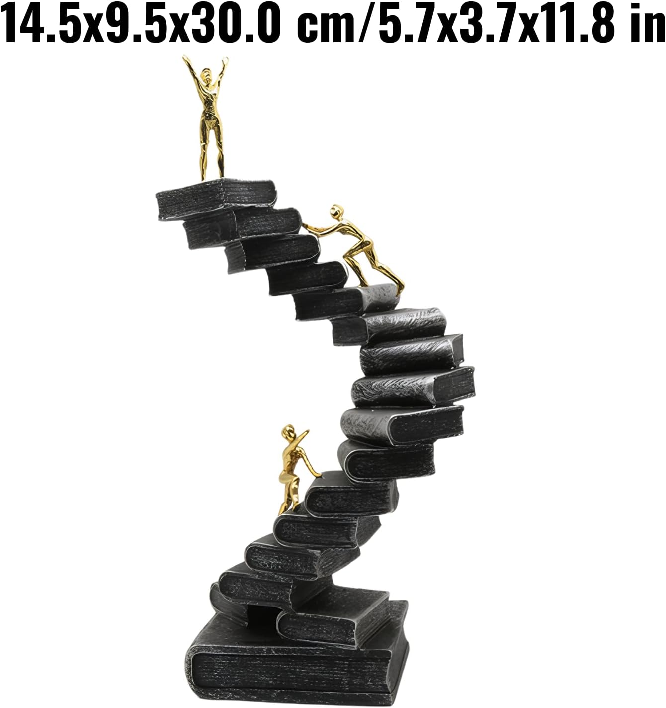 Resin Knowledge Staircase Sculpture - Modern Black Decor