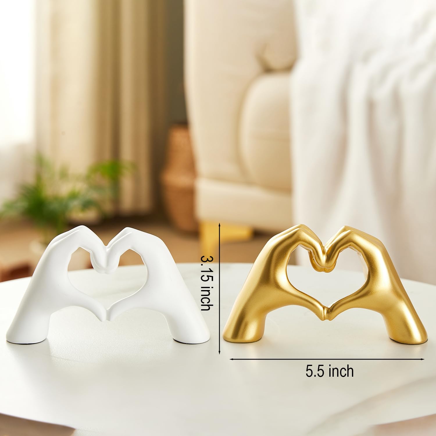OTARTU Heart-Shaped Hand Sculpture Gold Decor