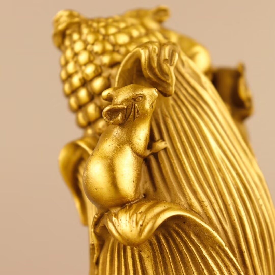 Chinese Brass Corn Feng Shui Decor Statue