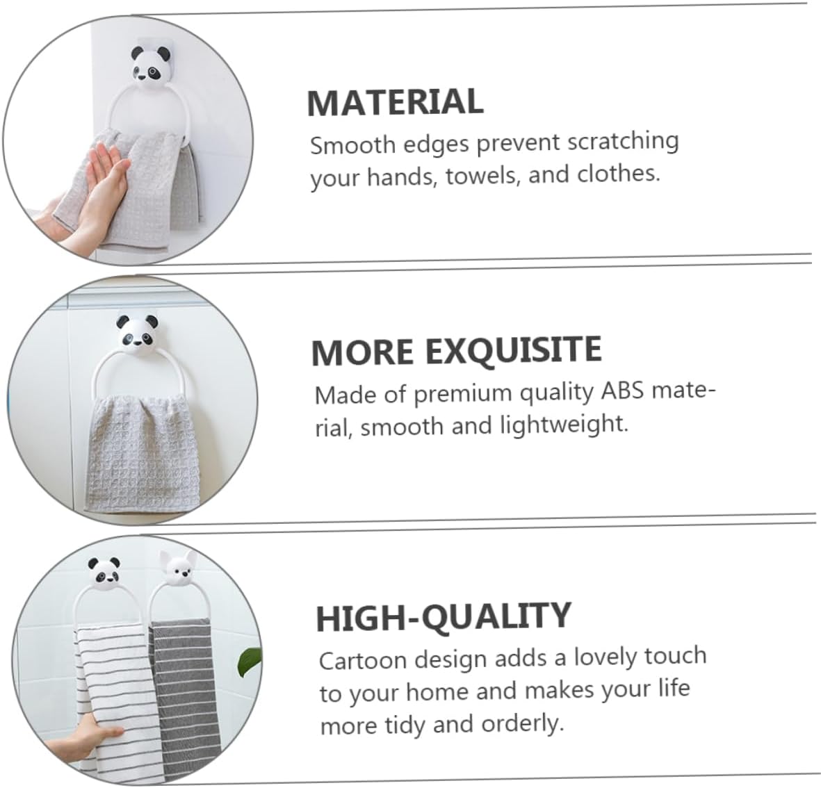 SWOOMEY 3PCS Cartoon Wall Mounted Towel Rack