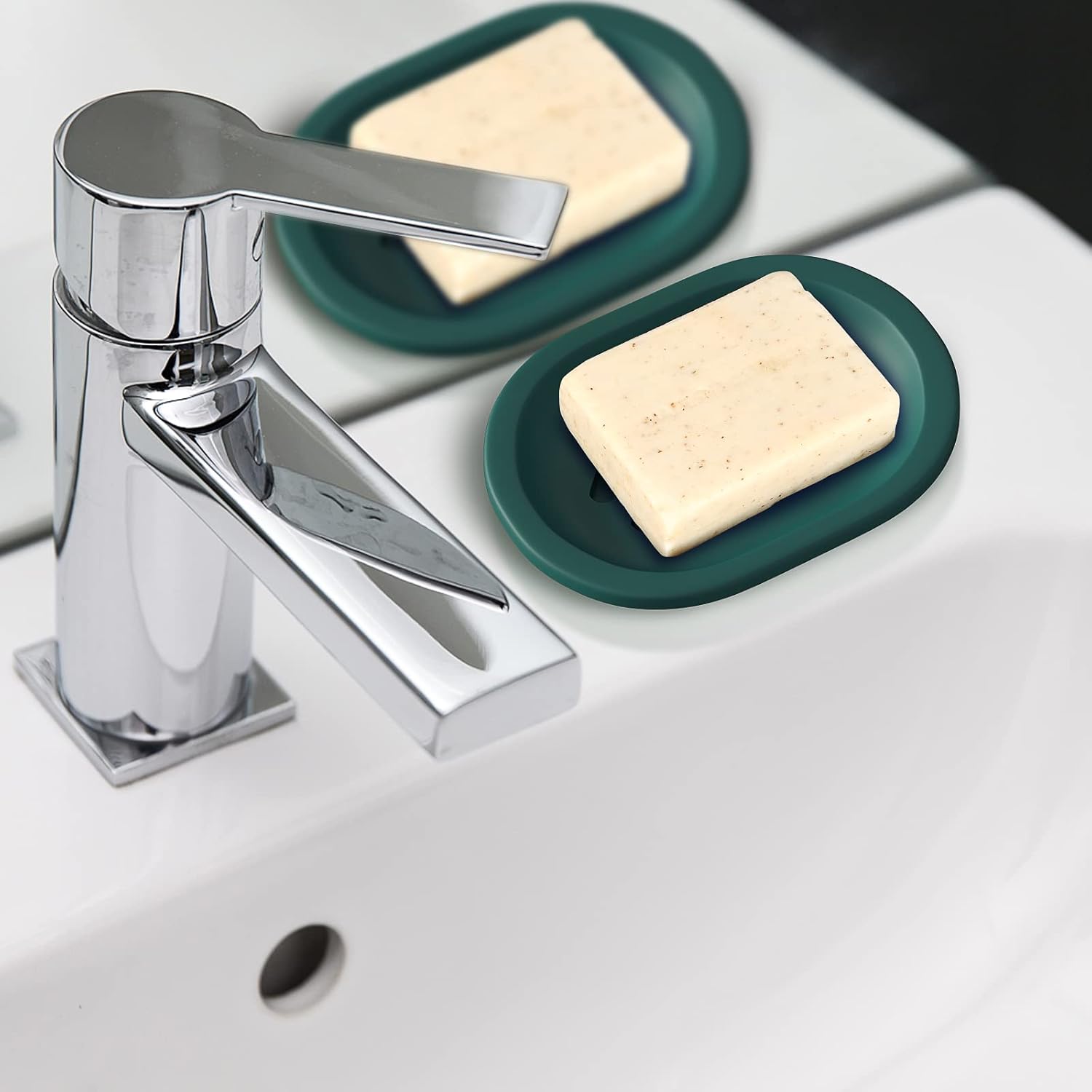 Topsky 2 Pcs Soap Dish with Drip Tray - Dark Green 1