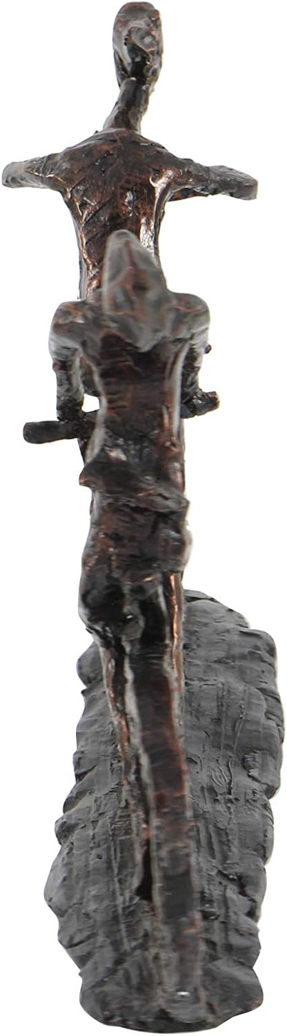 Deco 79 Polystone People Statue with Bike Brass