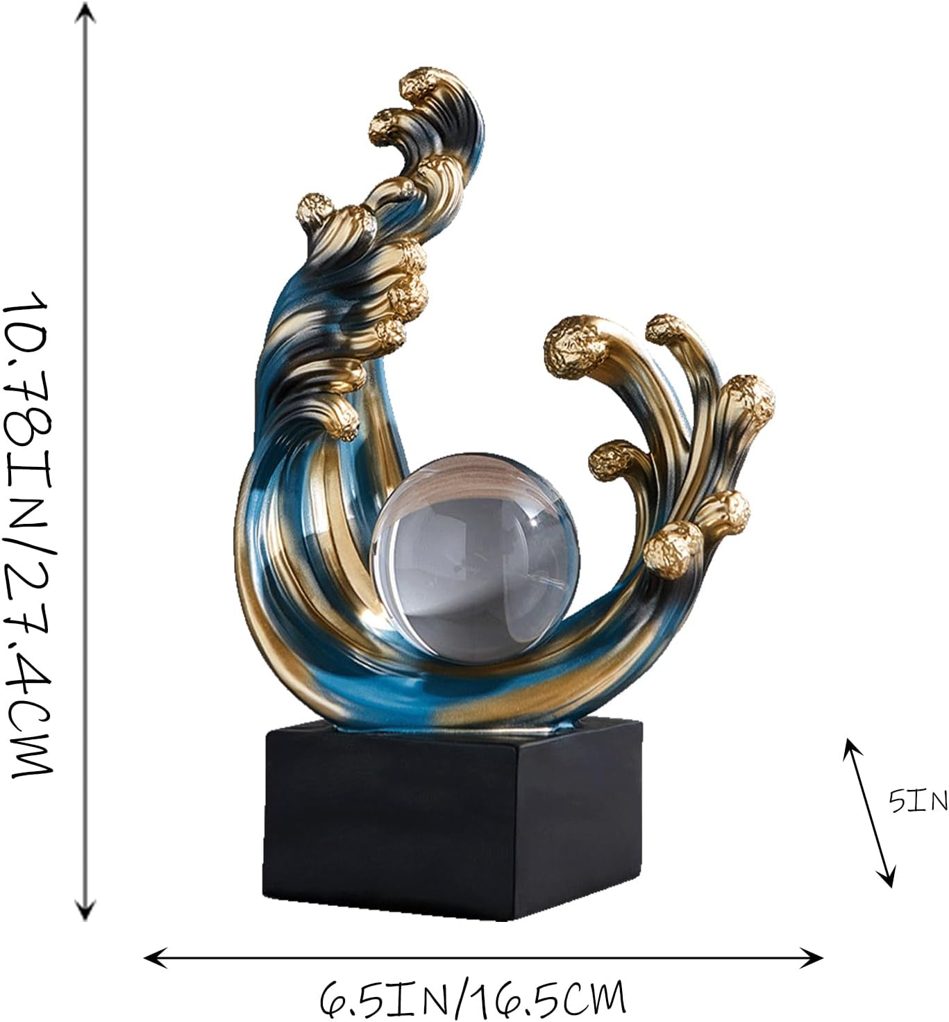 Modern Abstract Wave Decor Statue Blue Resin Art