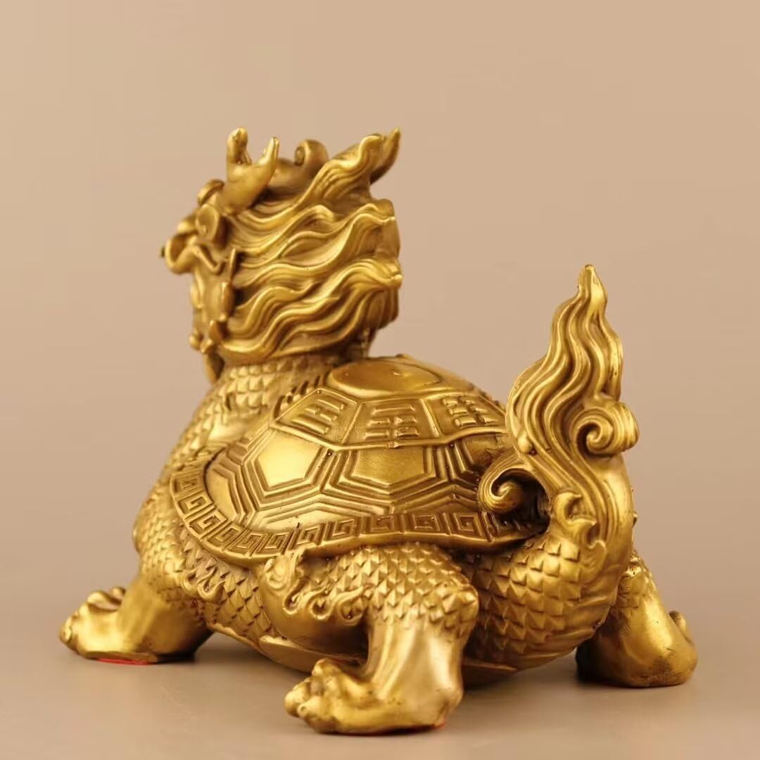 Julrybox Copper Dragon Turtle Brass Feng Shui Statue