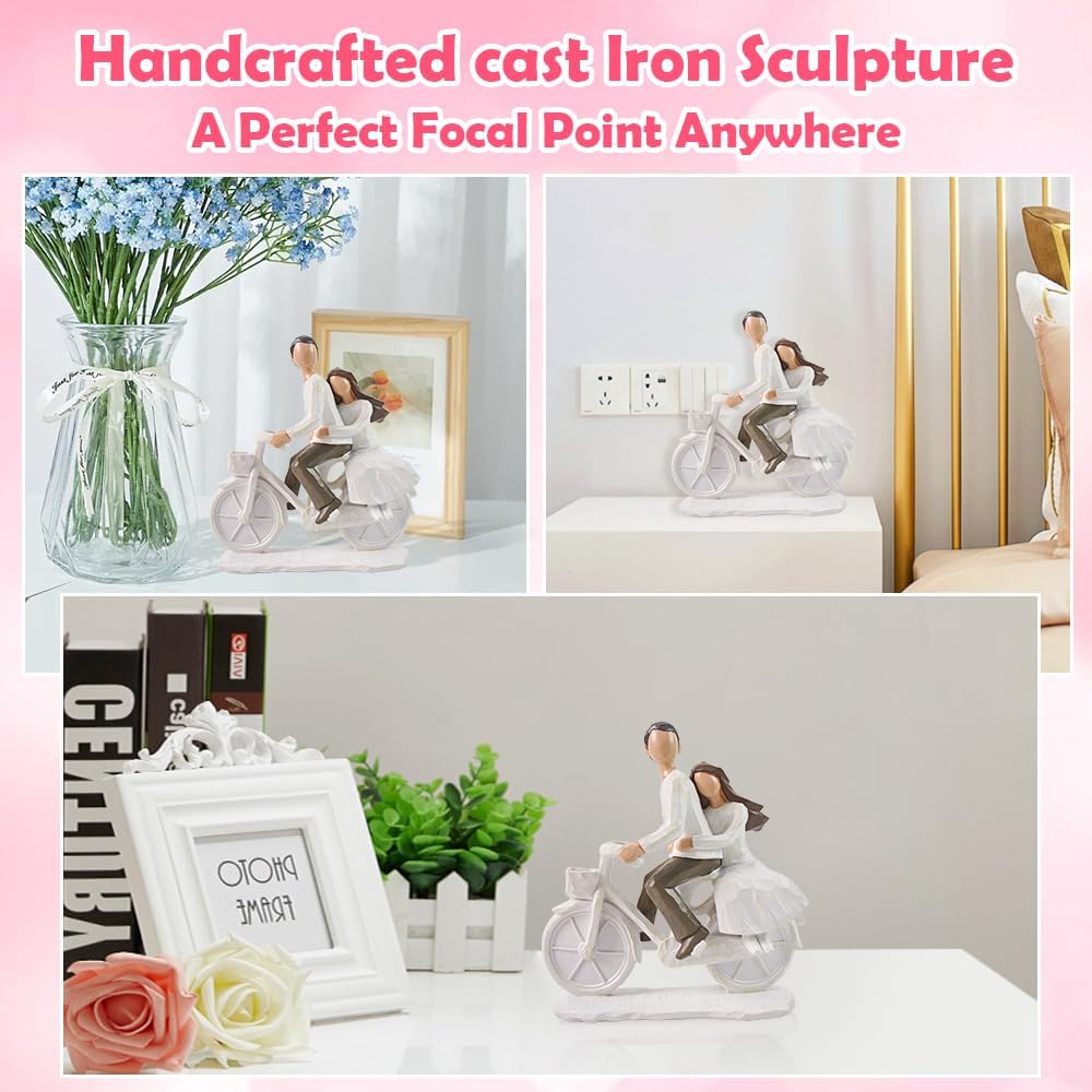 Hand Painted Couple Bicycle Sculpture Romantic Wedding Gift