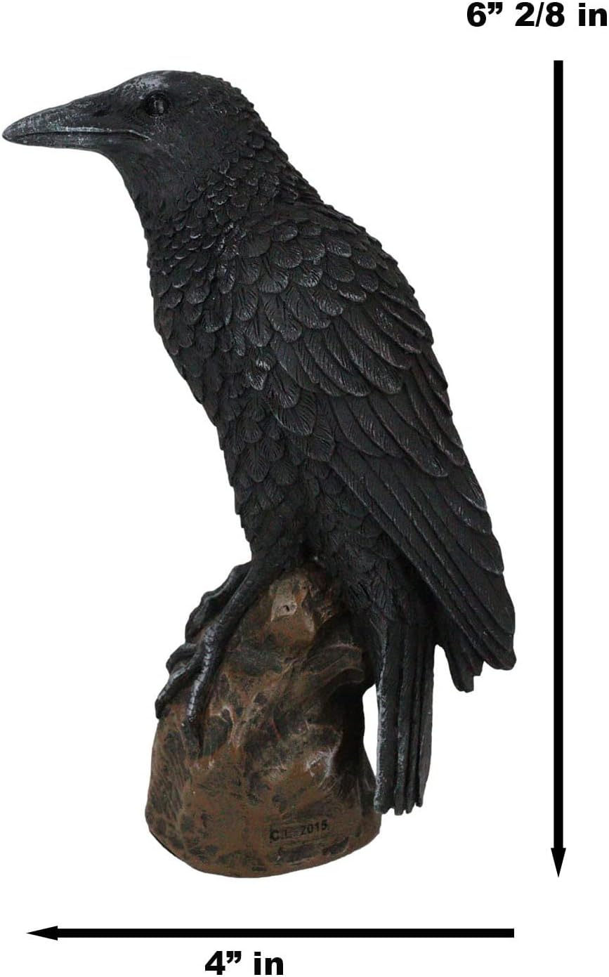 Ebros Gift 6 Inch Gothic Raven Figurine Sculpture