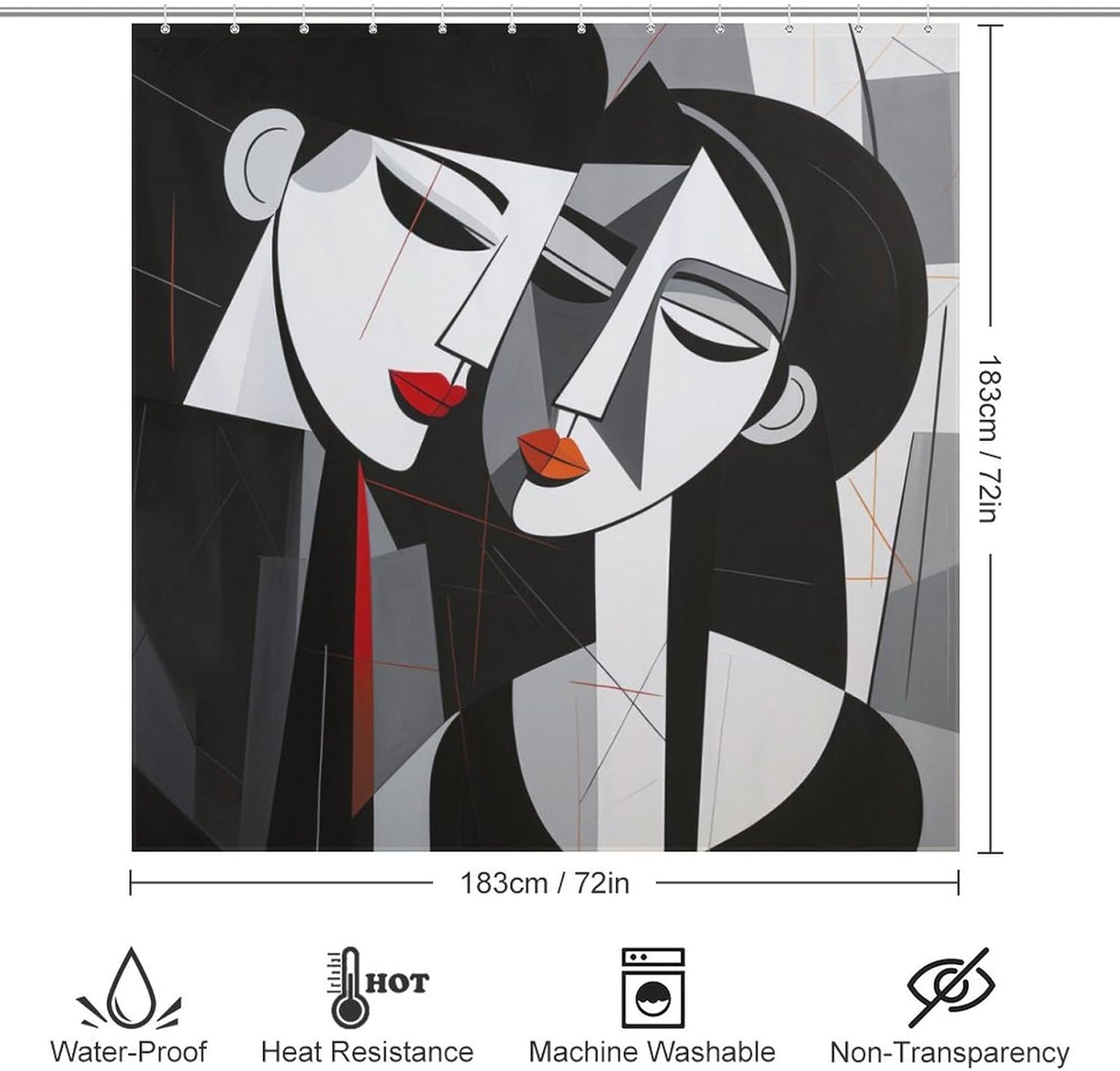 DAOWANGZUO Kissing Girl Shower Curtain Set