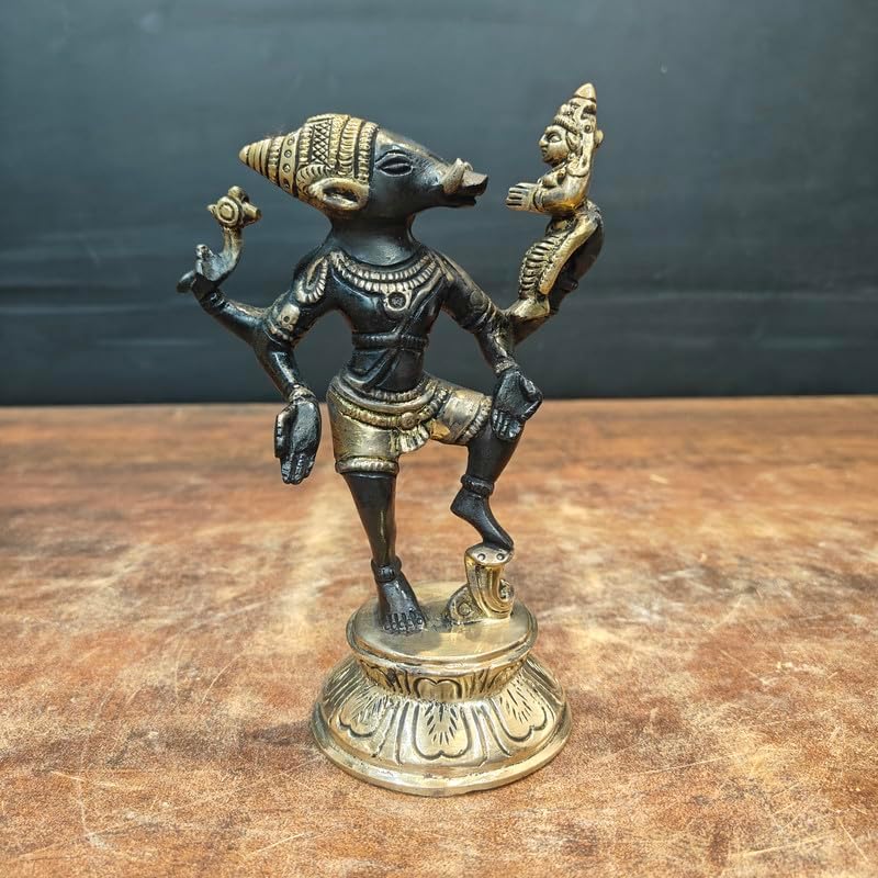 Statuestudio Brass Vishnu Laxmi Statue 7 Inch