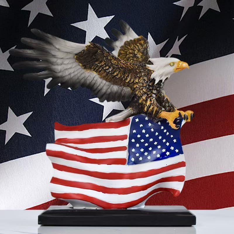 Rekeell American Eagle and Flag Decorative Statue