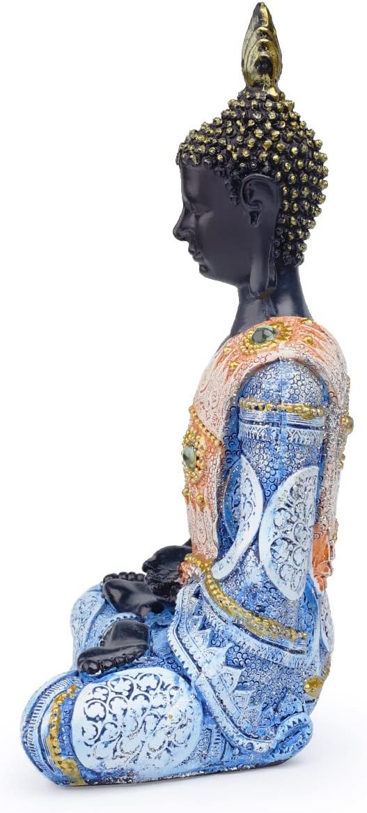 Polystone Buddha Meditating Statue Blue