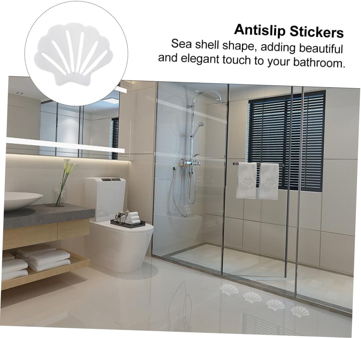 12Pcs Shell Shape Antislip Stickers for Bathroom