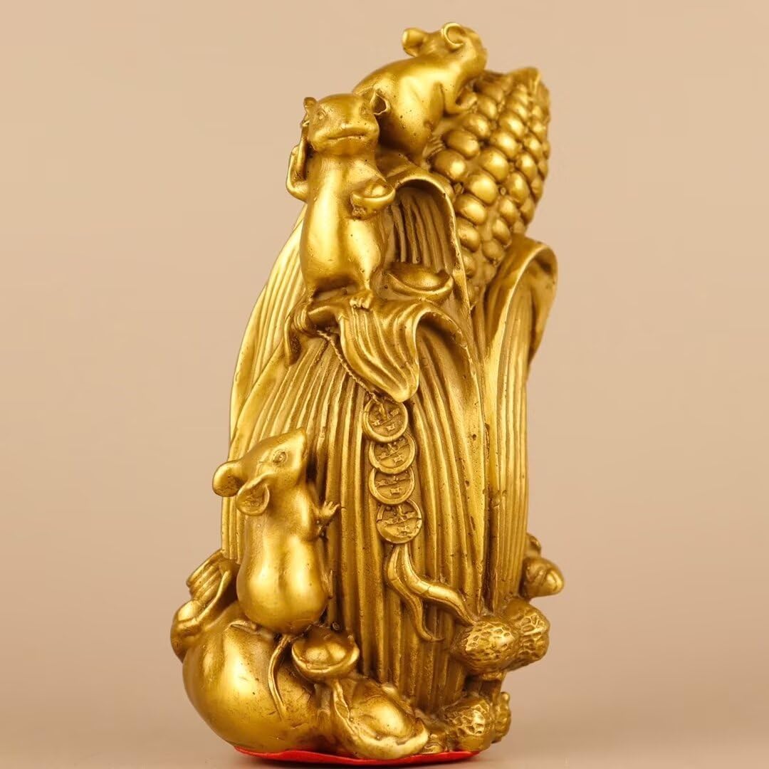 Chinese Brass Corn Feng Shui Decor Statue