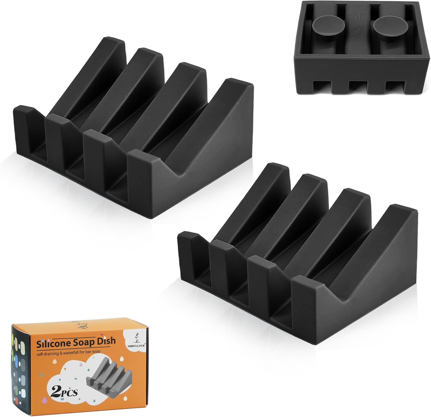 MRBULLOCK Silicone Soap Dish - 2 Pack Black