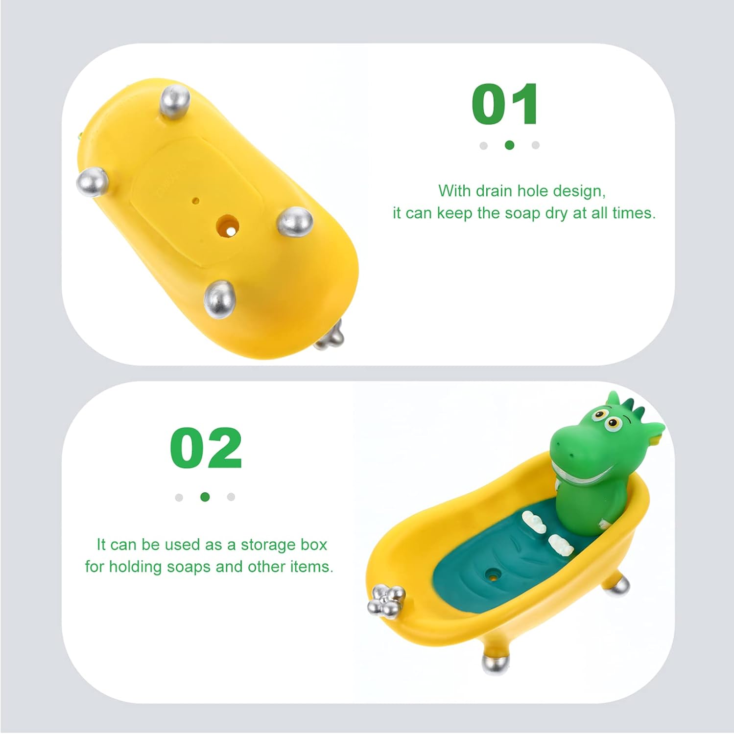 HOLIDYOYO Sturdy Dinosaur Soap Drain Holder
