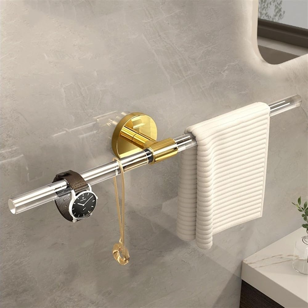 Modern Luxury Towel Rack with Single Round Base No Drilling 50cm Gold