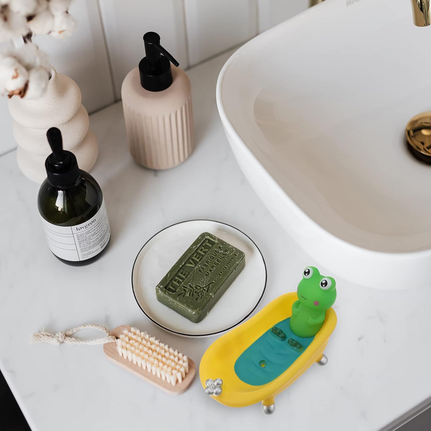 Ciieeo Bar Soap Holder Frog Cartoon Soap Dish for Home and Bath