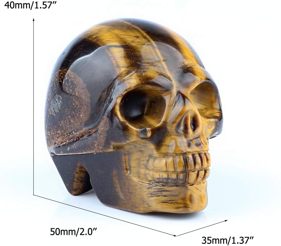 YWG Stone 50mm Yellow Tiger Eye Skull Figurine