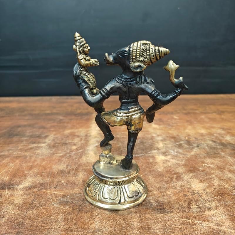 Statuestudio Brass Vishnu Laxmi Statue 7 Inch