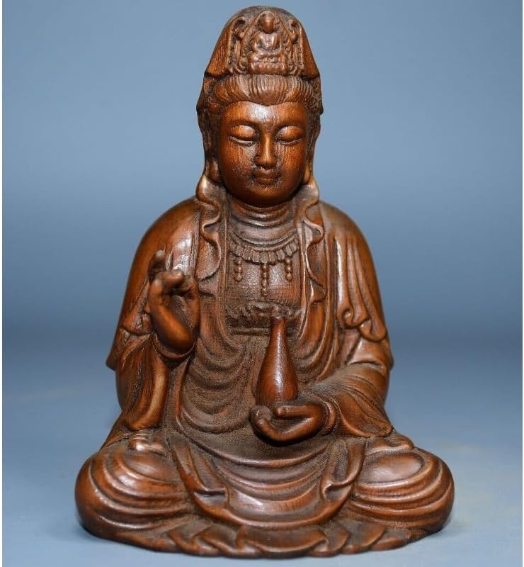 LimpaC Mini Boxwood Kwan-Yin Statue Handmade Home Decor