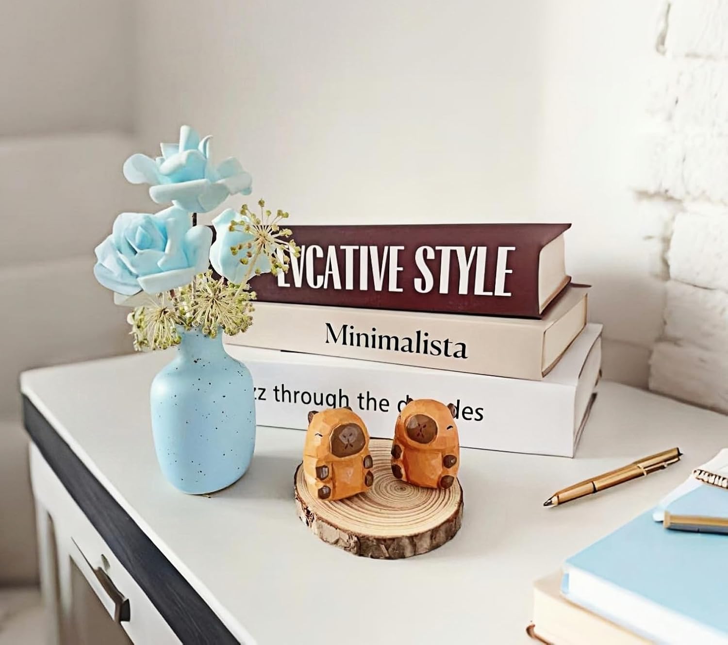 Mini Carved Wooden Capybara Figurines 3PCS Decor Set