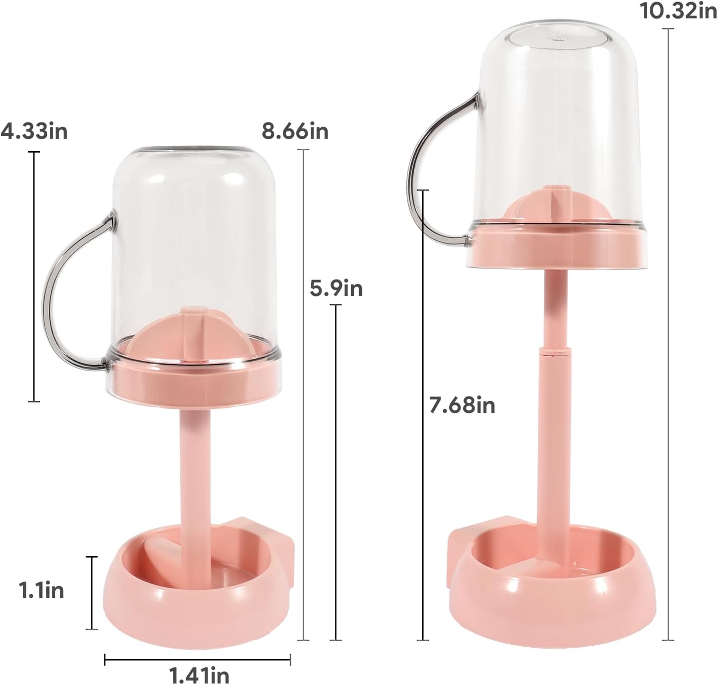 Pink Toothbrush Holder with Cup Cover 3 Slots